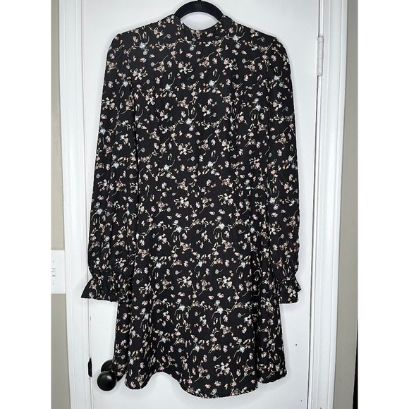 Abound Black Floral Long Sleeve Dress Size Large - Picture 1 of 5